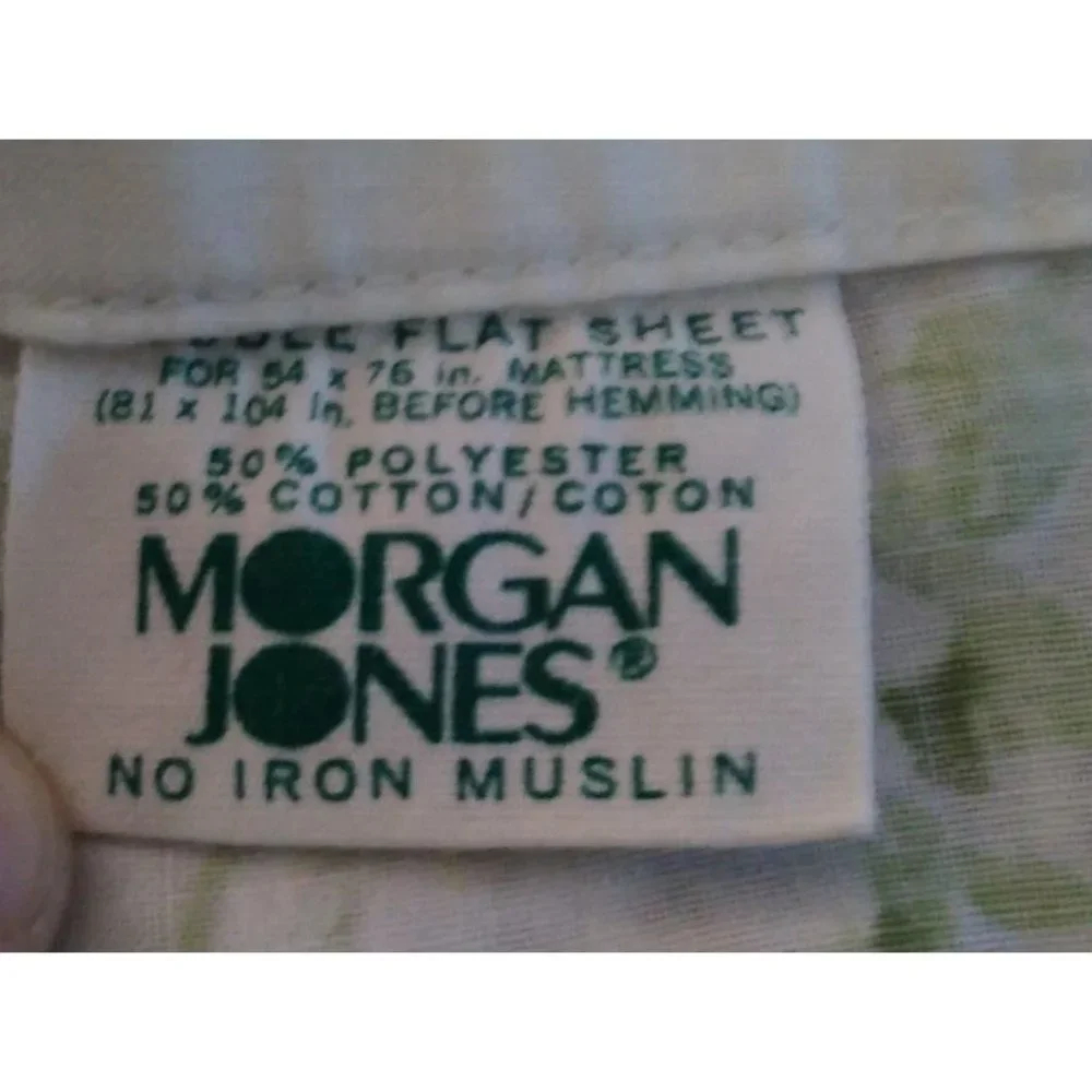 Morgan Jones Vintage Double Flat Sheet Muslin White Daisy Lace Trim 93 X 78